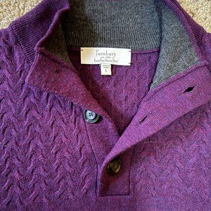 Turnbury Extra Fine Merino Wool Sweater L 1/4 Zip Purple Long Sleeve Pullover